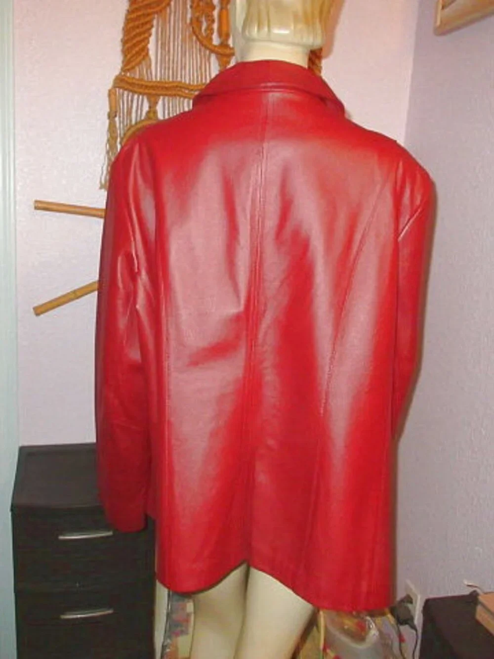 Vtg East 5th Red Nappa Leather Jacket Size 3X Pockets Car Coat Old Money 90s Y2K